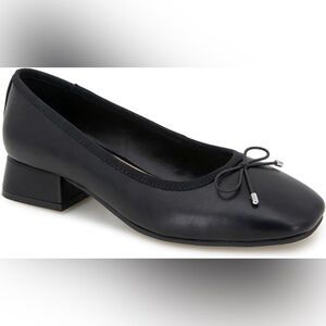 NIB Esprit Black Denali Shoes Faux Leather Ballet Upper with Block Heel Size 9